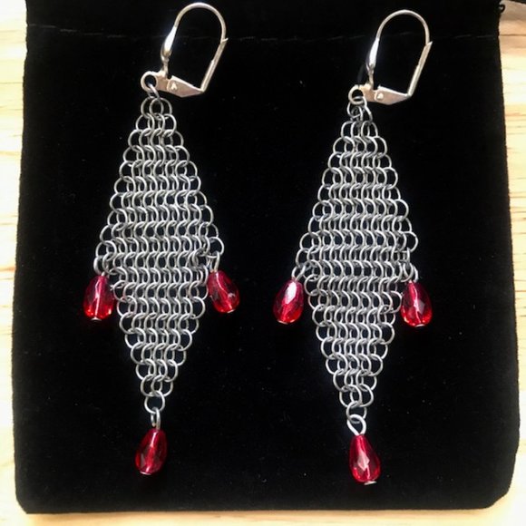 Local Charm Silver & Gemstone Link Earrings - Picture 2 of 7